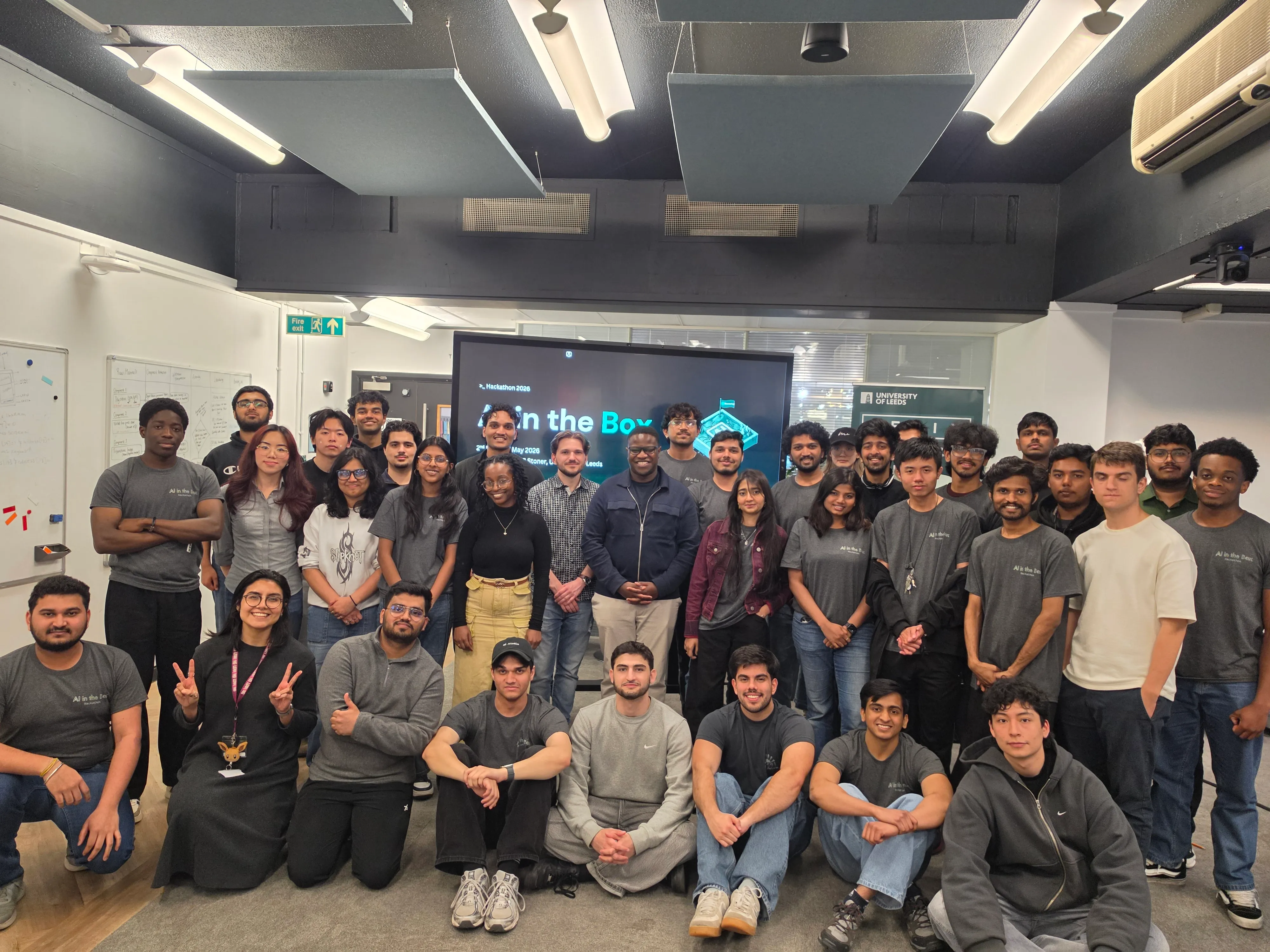 The hackathon participants and organizers group photo at the end of the event