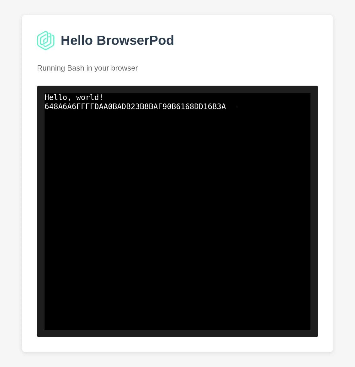Our C program running in BrowserPod